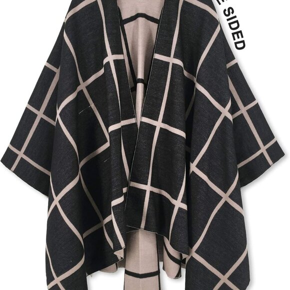 Women's Shawl Wrap Poncho Ruana Cape Open Front Cardigan Shawls for Fall Winter - Picture 8 of 8